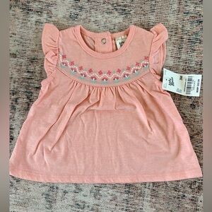 NWT Baby b’gosh coral embroidered top size 3 months